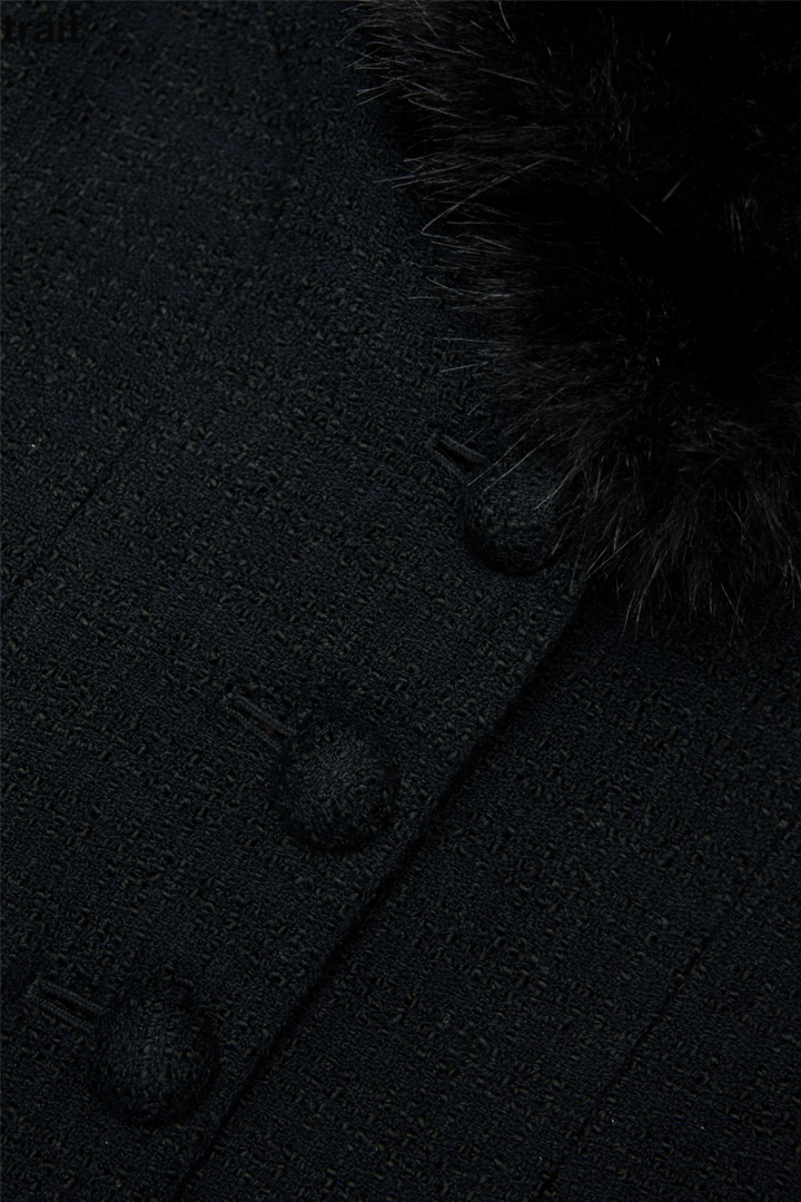 Tailored Boucle Fur Jacket Black
