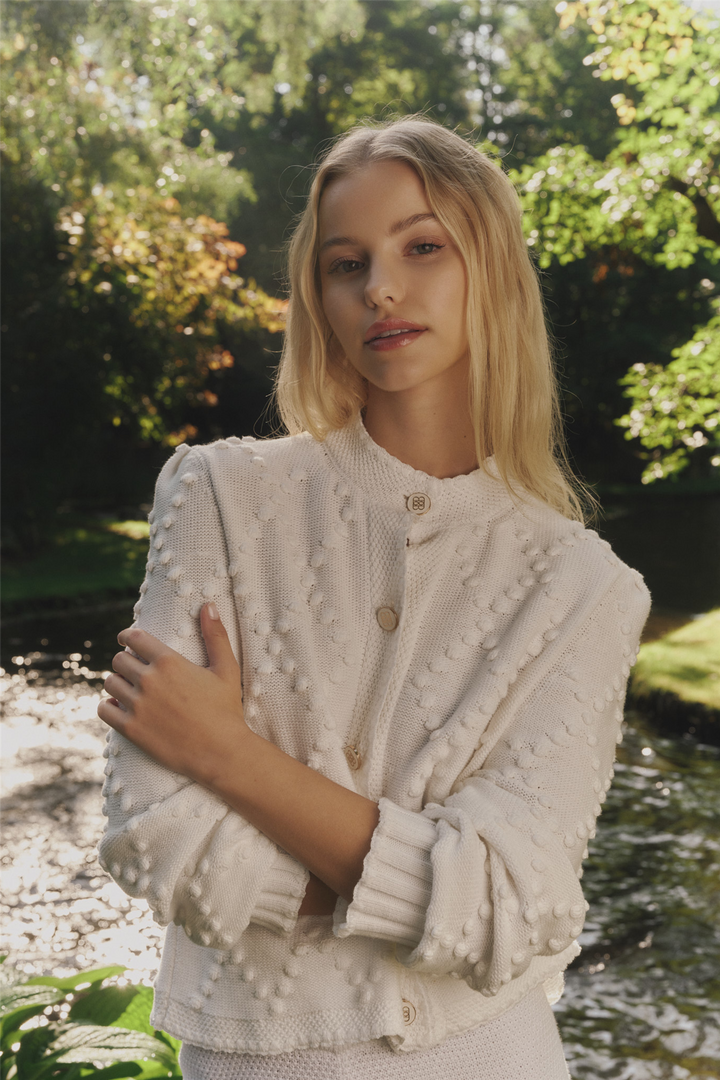 Nela Cotton Cardigan White