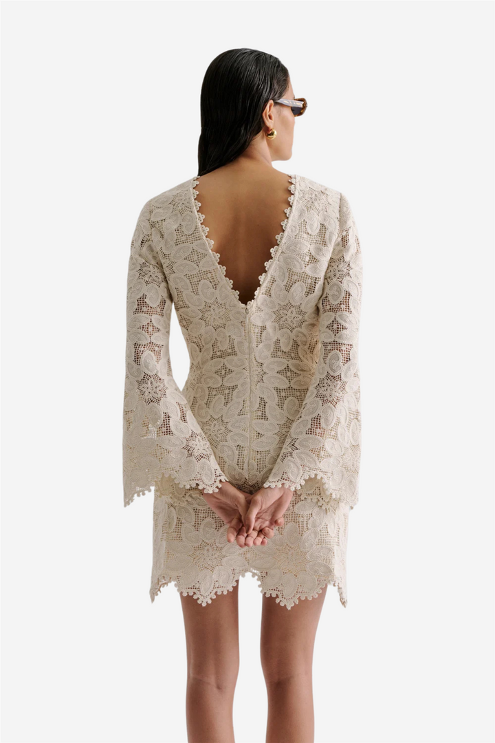 Imani Guipure Lace Mini Dress Sand