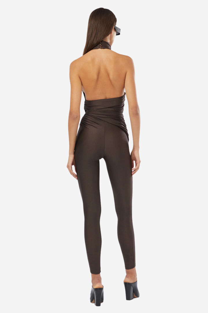 Tatiana Sleeveless Open Back Jumpsuit Brown