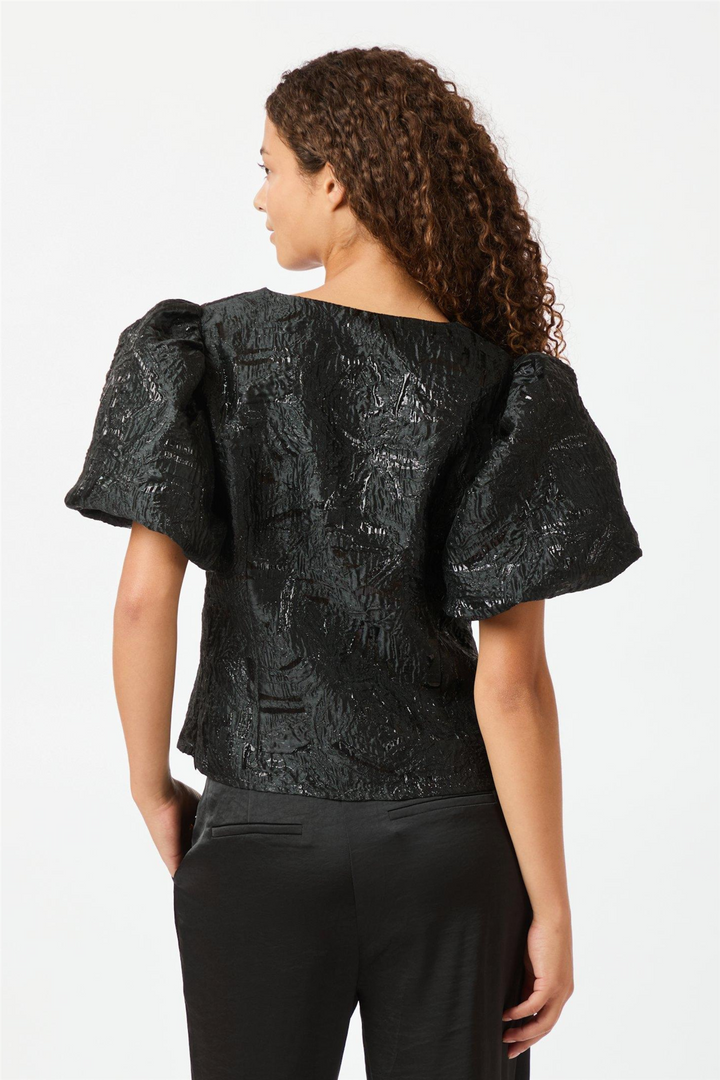 Camia Metallic Brocade Blouse Black