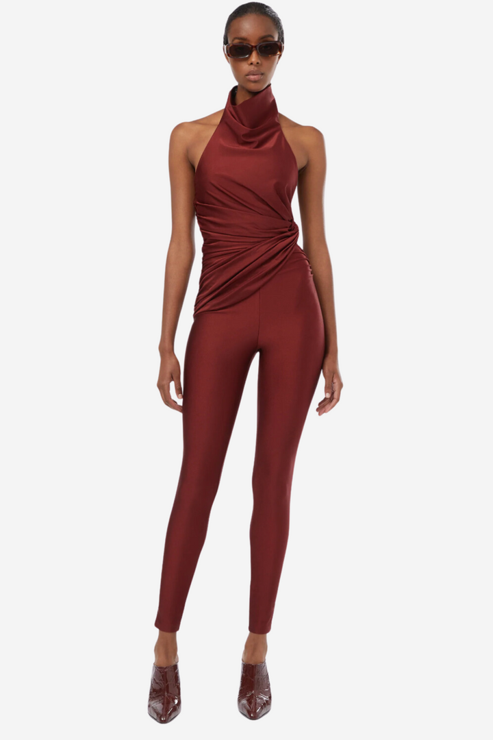Tatiana Sleeveless Open Back Jumpsuit Burgundy