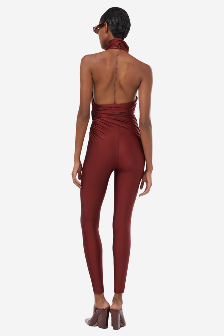 Tatiana Sleeveless Open Back Jumpsuit Burgundy