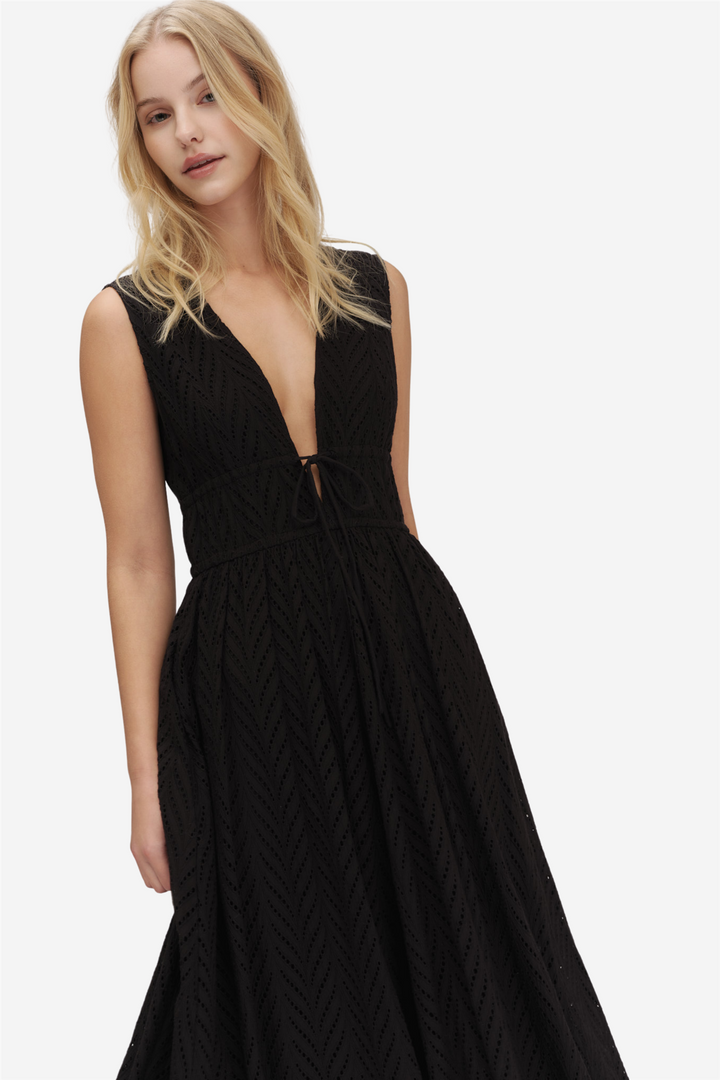 Kathy Herringbone Dress Black