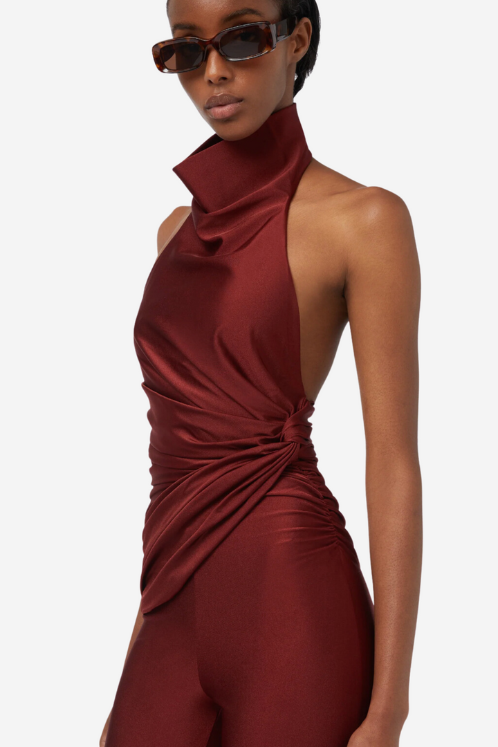 Tatiana Sleeveless Open Back Jumpsuit Burgundy