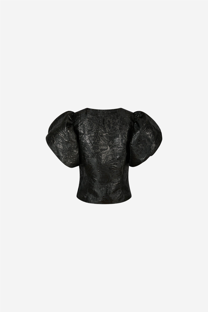 Camia Metallic Brocade Blouse Black
