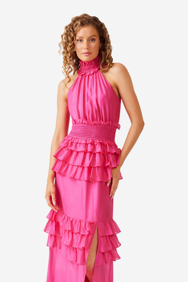 Kalani Halter Maxi Dress Hotpink