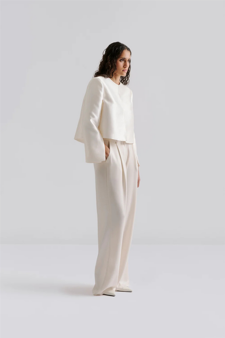 Ruthie cropped long sleeve blouse Ivory