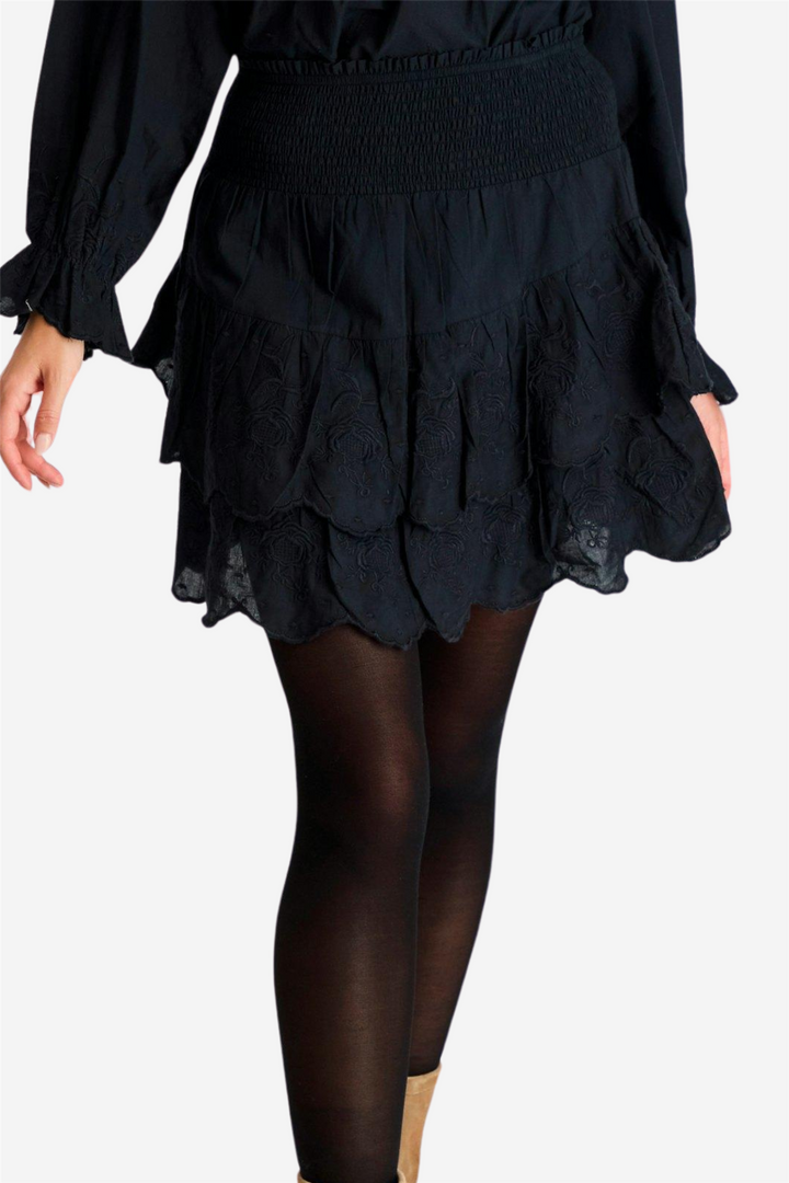 Line Emb Skirt Navy