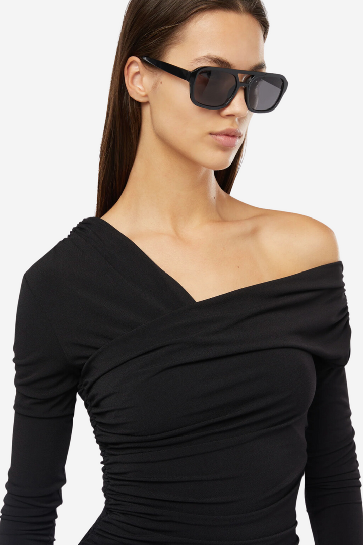Trixie Top Off Shoulder Detail Top Black