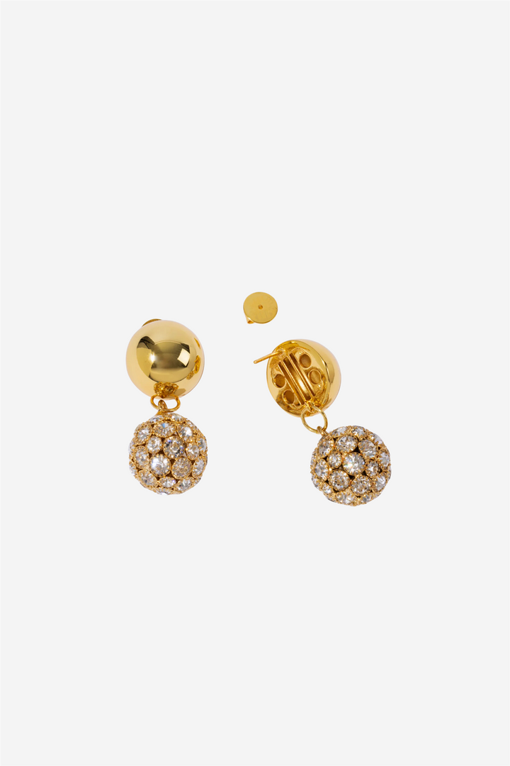 Crystal Sphere Stud Gold