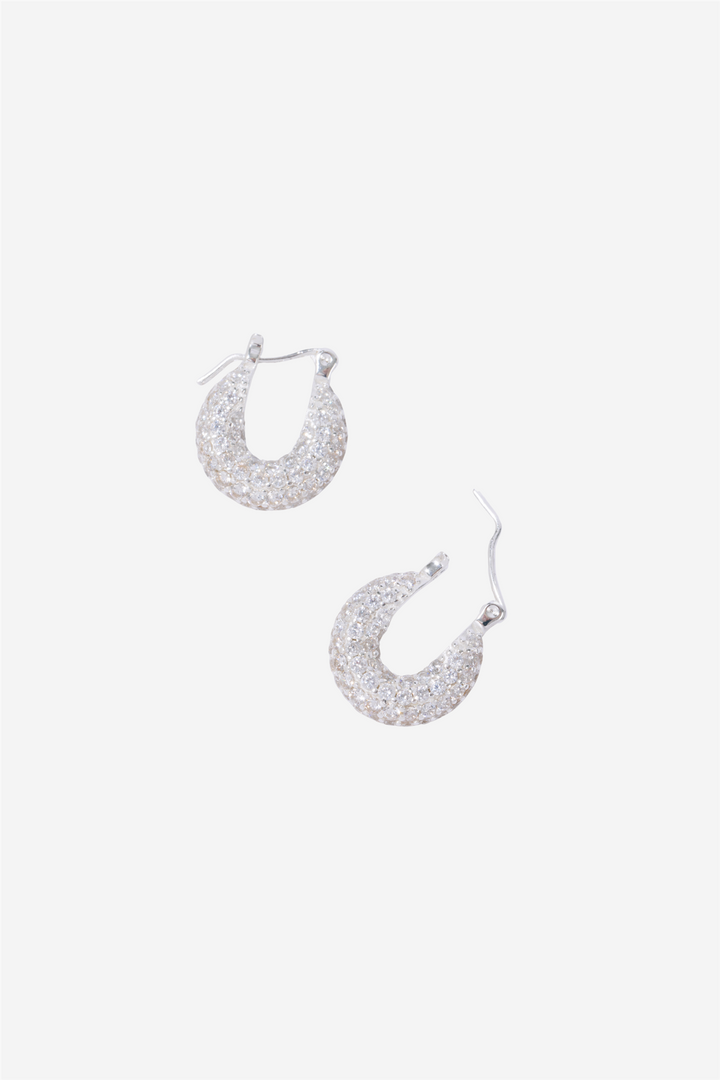 TINY DIAMOND HOOPS SILVER
