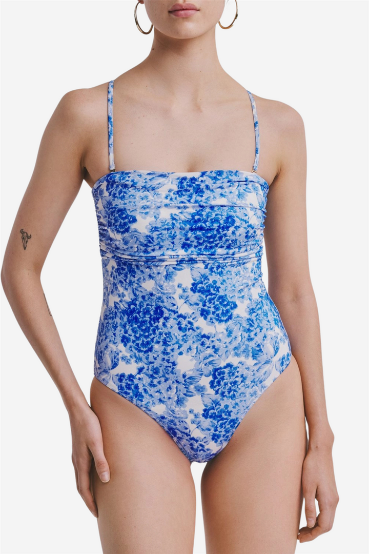 Bandeau Swimsuit Azure Meadow