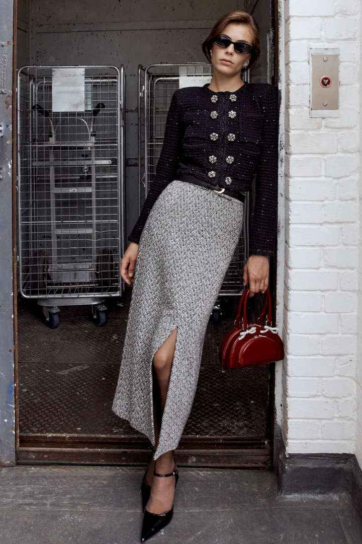 BLACK TEXTURED KNIT JACKET Black