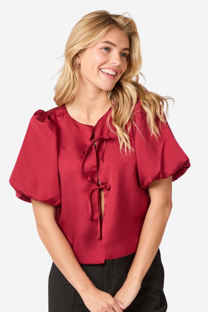 Aska Dull Satin Blouse Wine