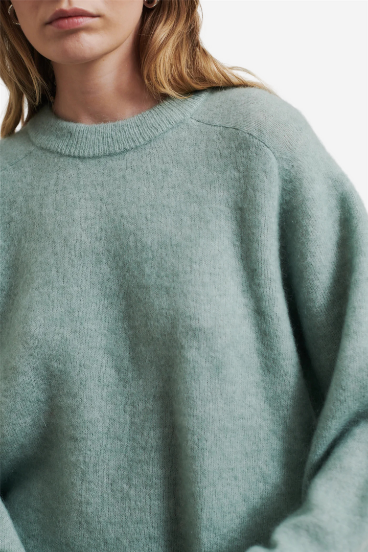 Brookline Knit Raglan O-Neck Slate Green