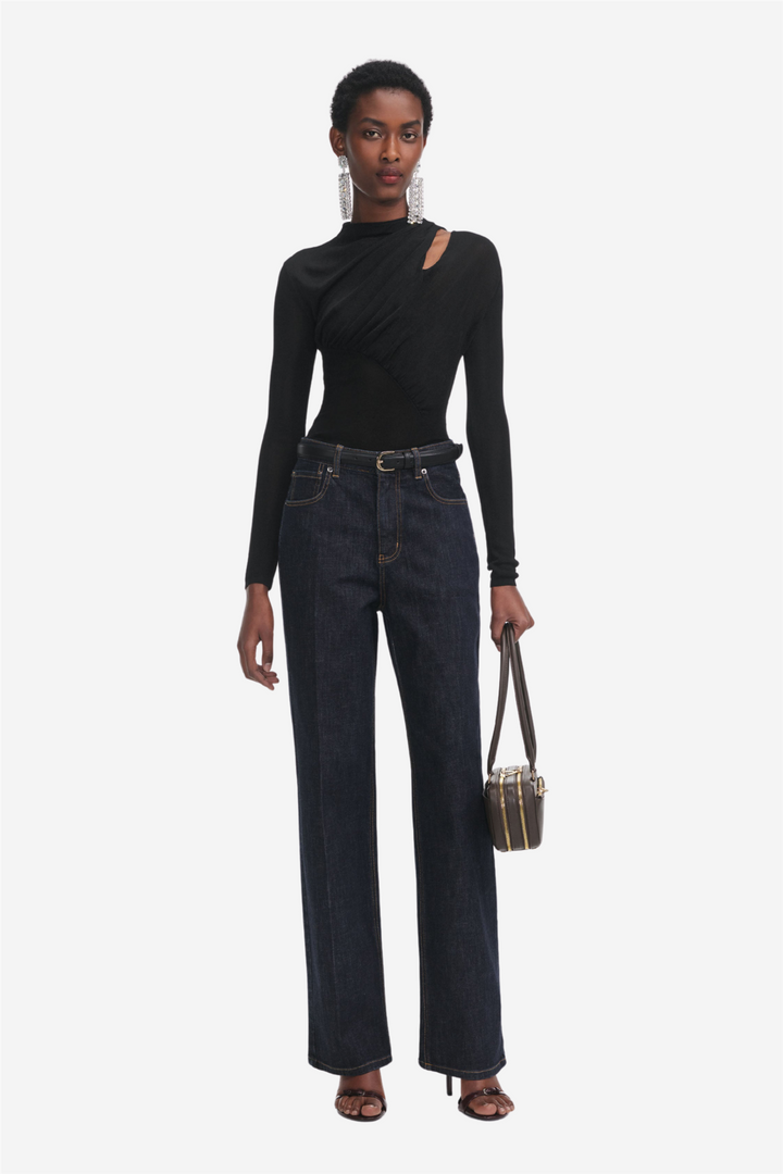 Black Cut Out Viscose Knit Top