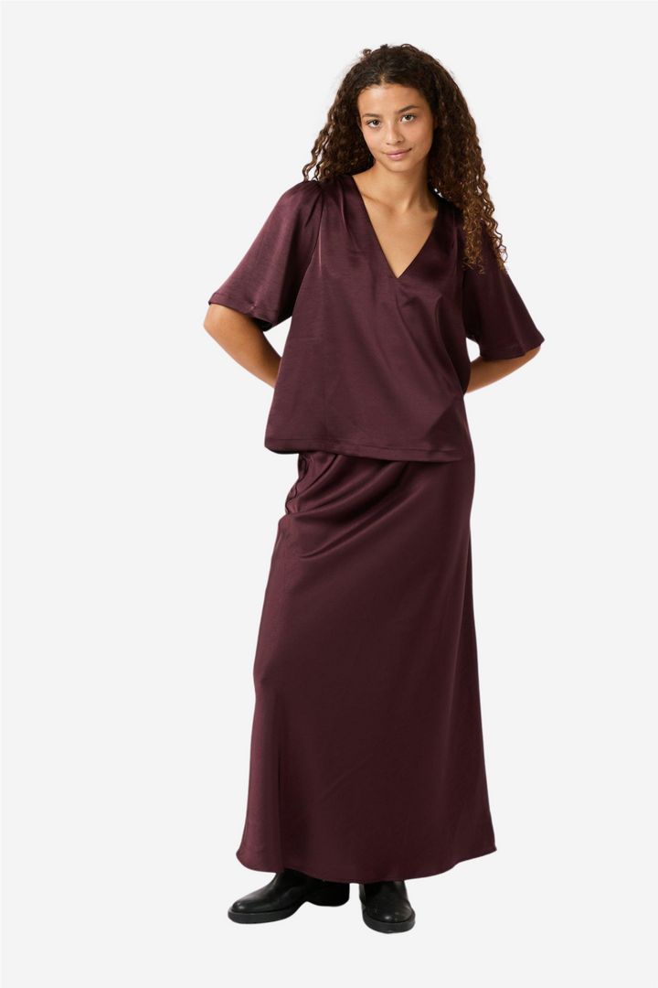 Largo Heavy Sateen Blouse Burgundy