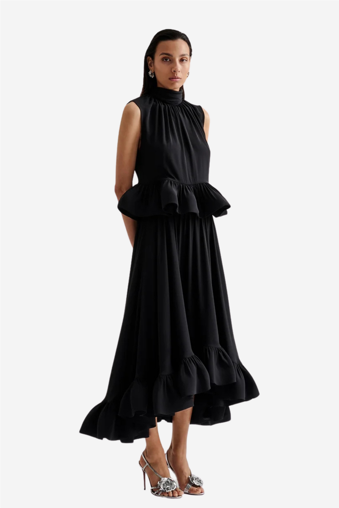 Adriana frilled hem midi skirt