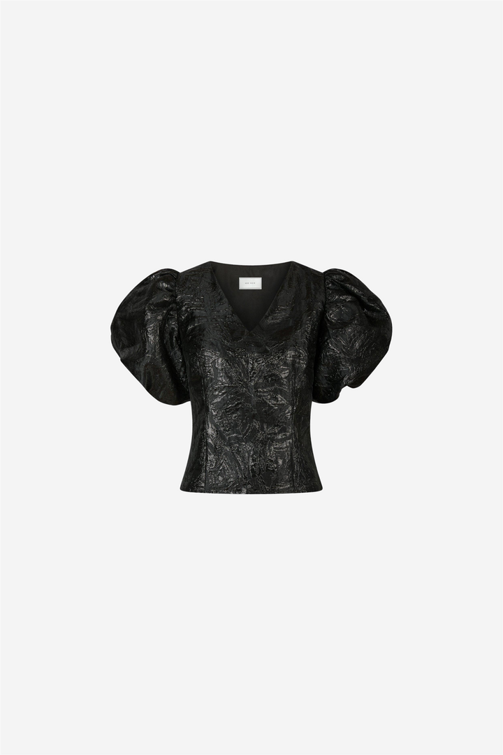 Camia Metallic Brocade Blouse Black