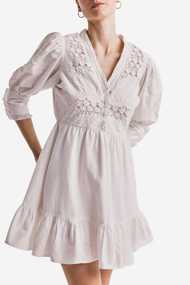 Linen Mini Dress Off White