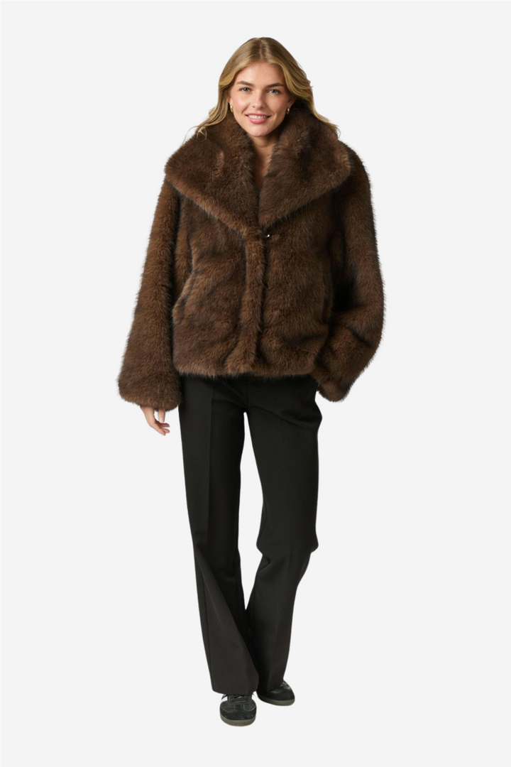 Stephanie Faux Fur Jacket Brown