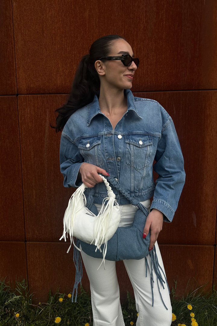 Cocoon Denim Micro Bag White
