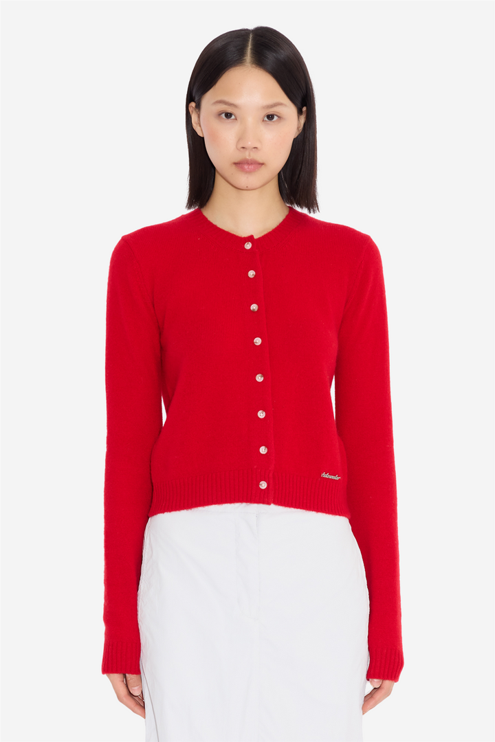 W. Cashmere Cardigan Red