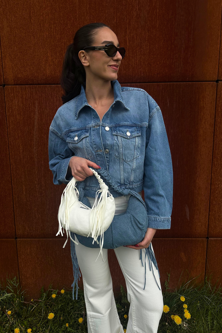Cocoon Denim Micro Bag White