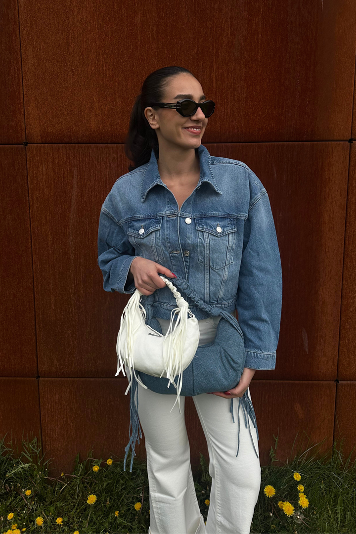 Cocoon Denim Micro Bag White