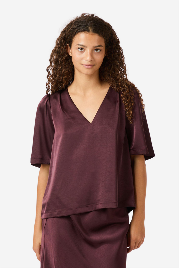 Largo Heavy Sateen Blouse Burgundy