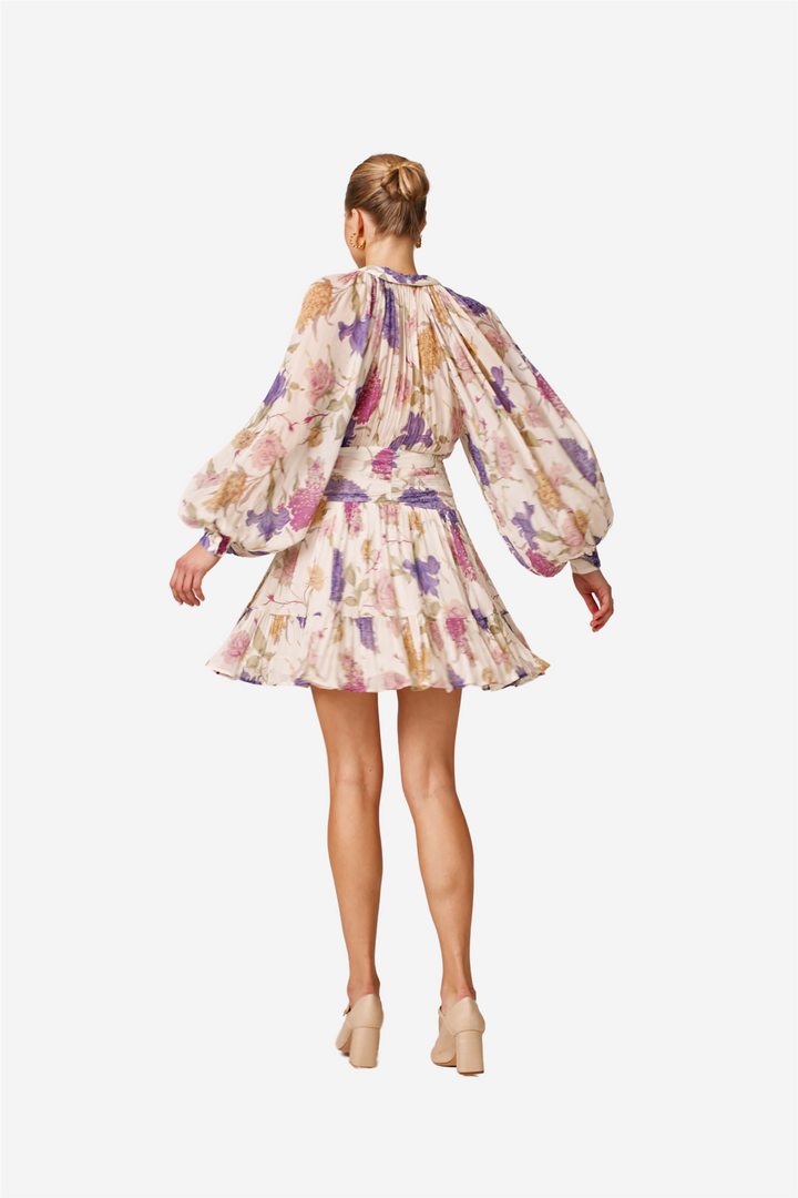 Chiffon Mini Dress Flower Garden