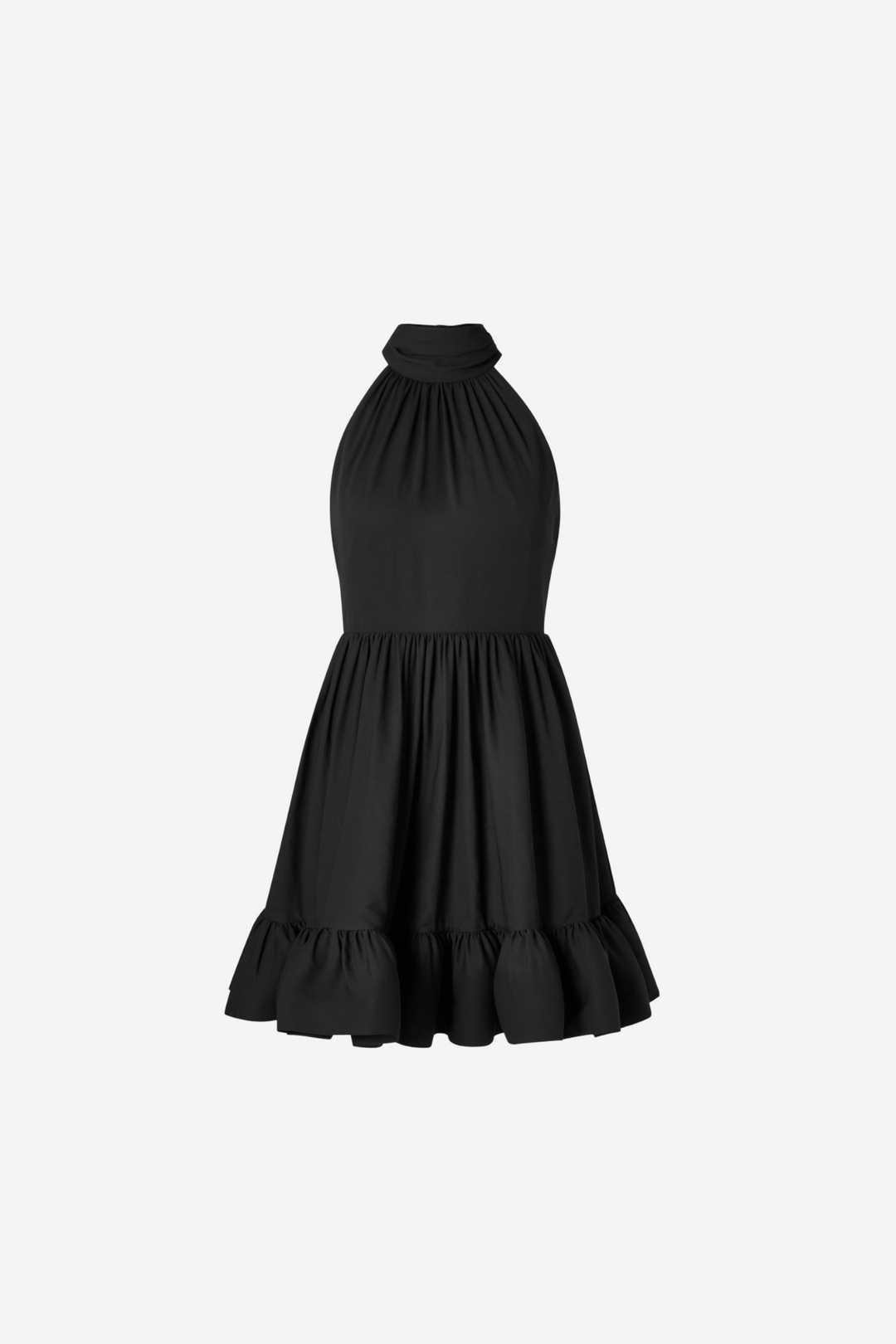 Fern Halterneck Ruffled Mini Dress Black