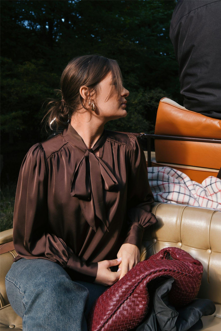 Jaz Bow Bloouse Brown