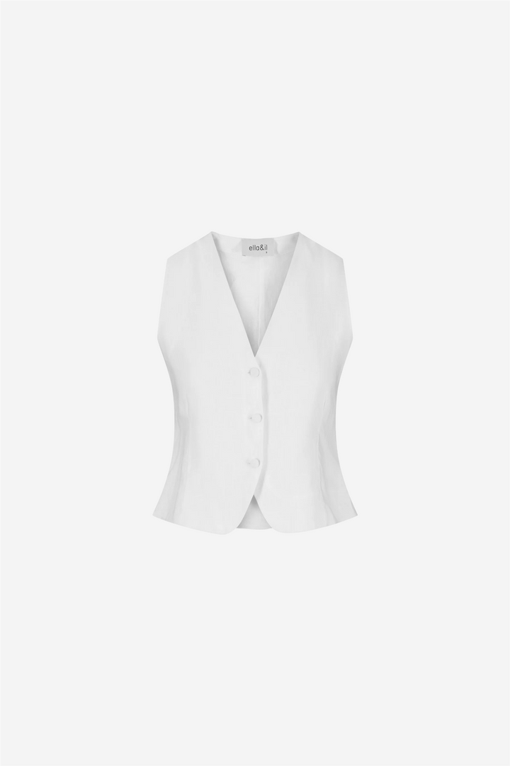 Johanne Linen Vest White