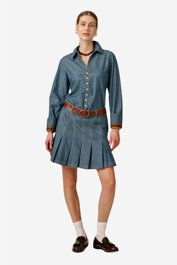 Denim mini skirt french blue