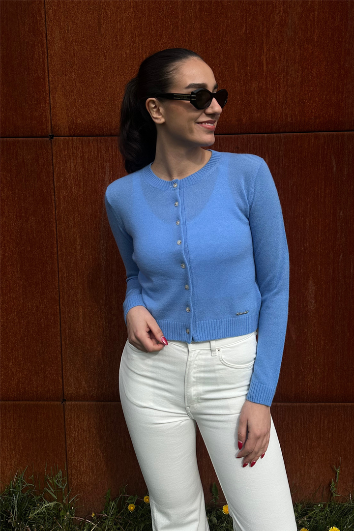 W. Cashmere Cardigan Blue