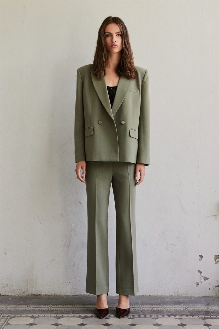 Refined blazer olive green