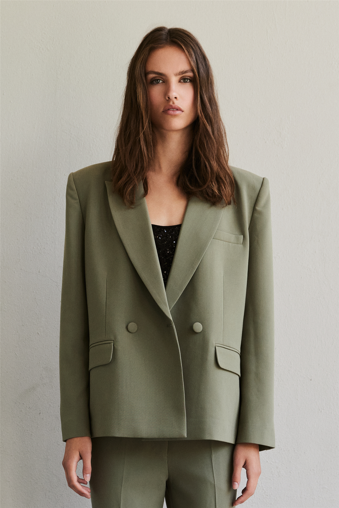 Refined blazer olive green