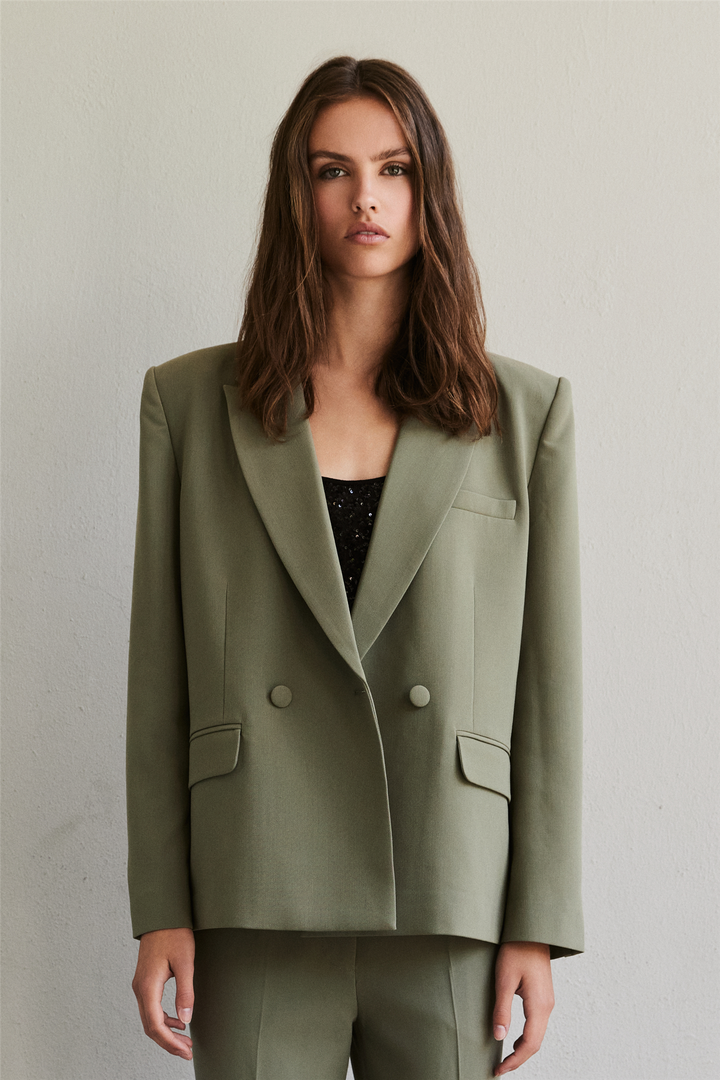 Refined blazer olive green