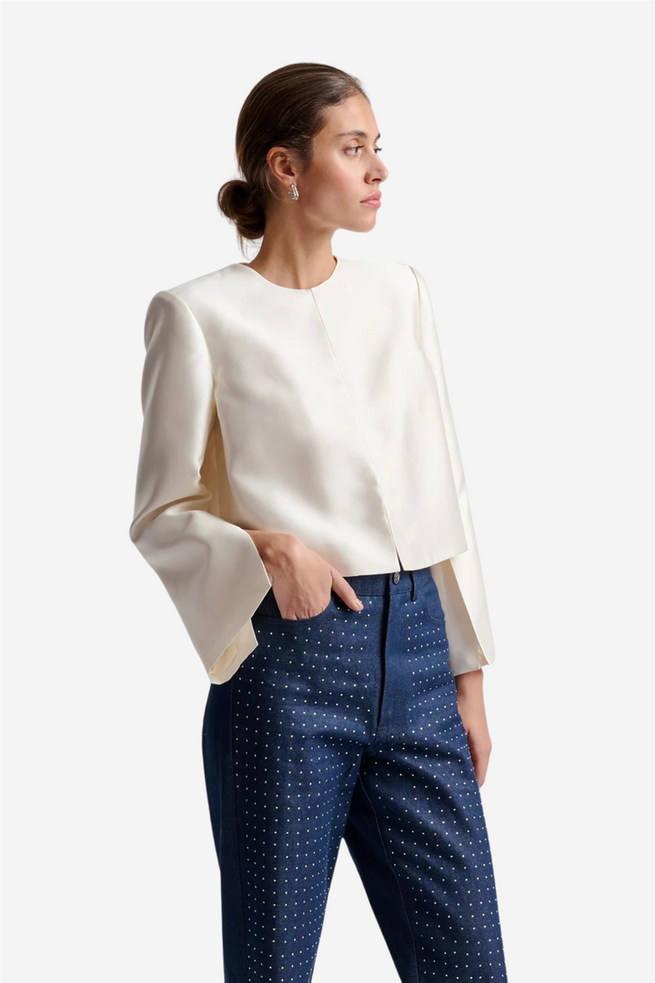 Ruthie cropped long sleeve blouse Ivory