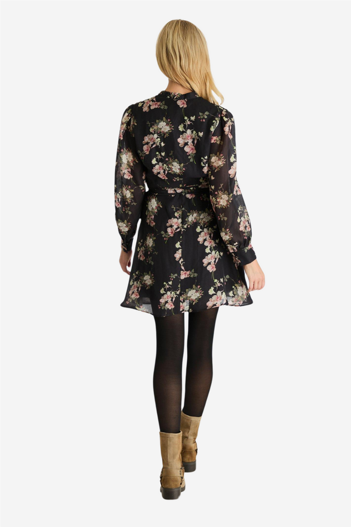 Heidi Print Flower Dress Black