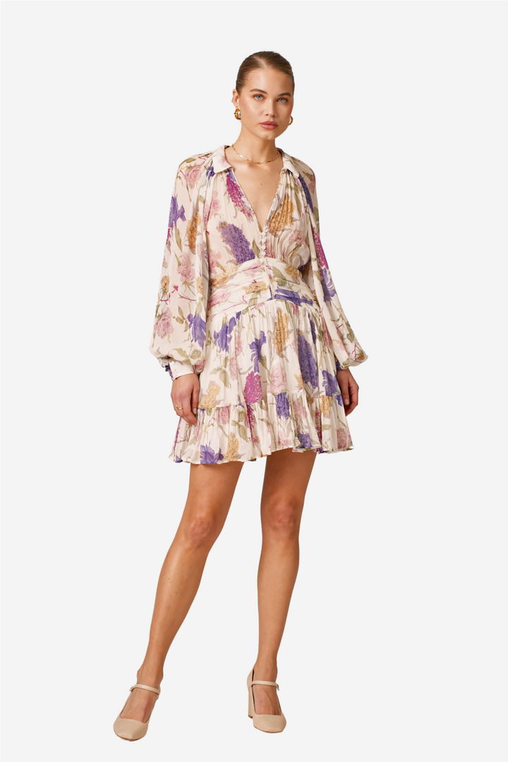 Chiffon Mini Dress Flower Garden