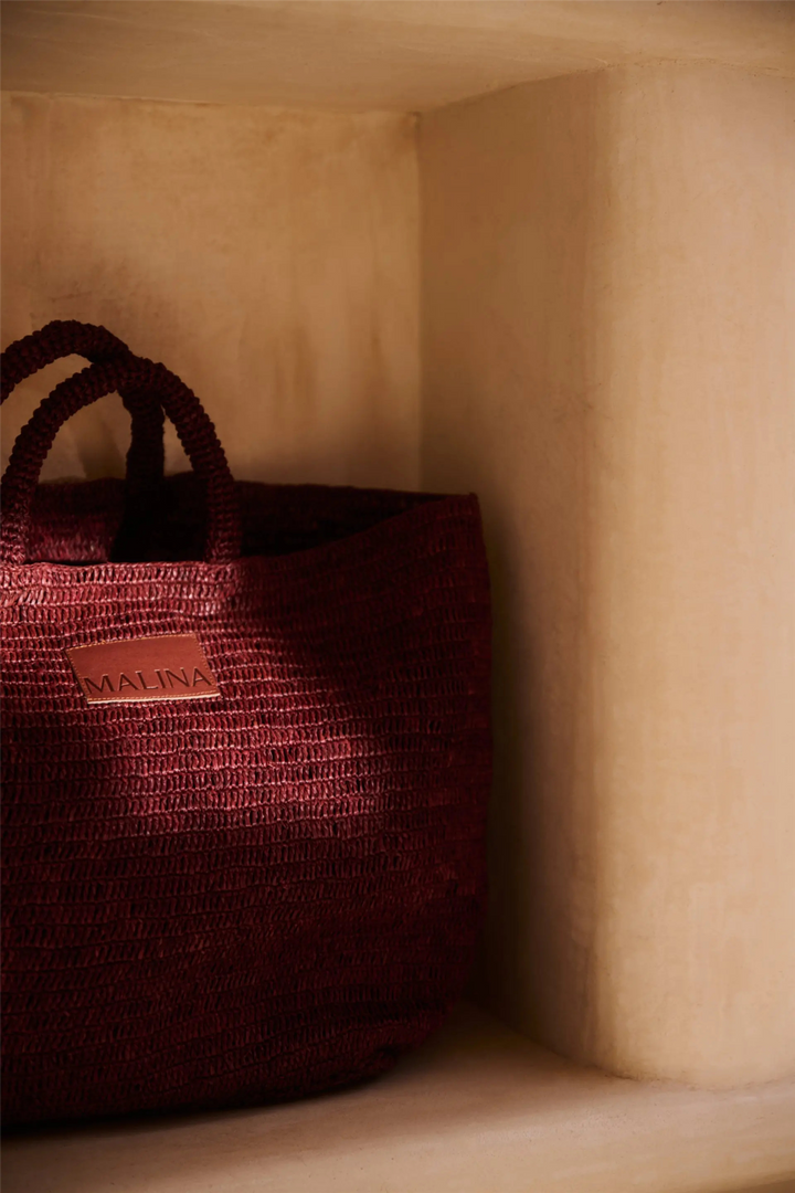 Elsya Raffia Tote Bag Terracotta