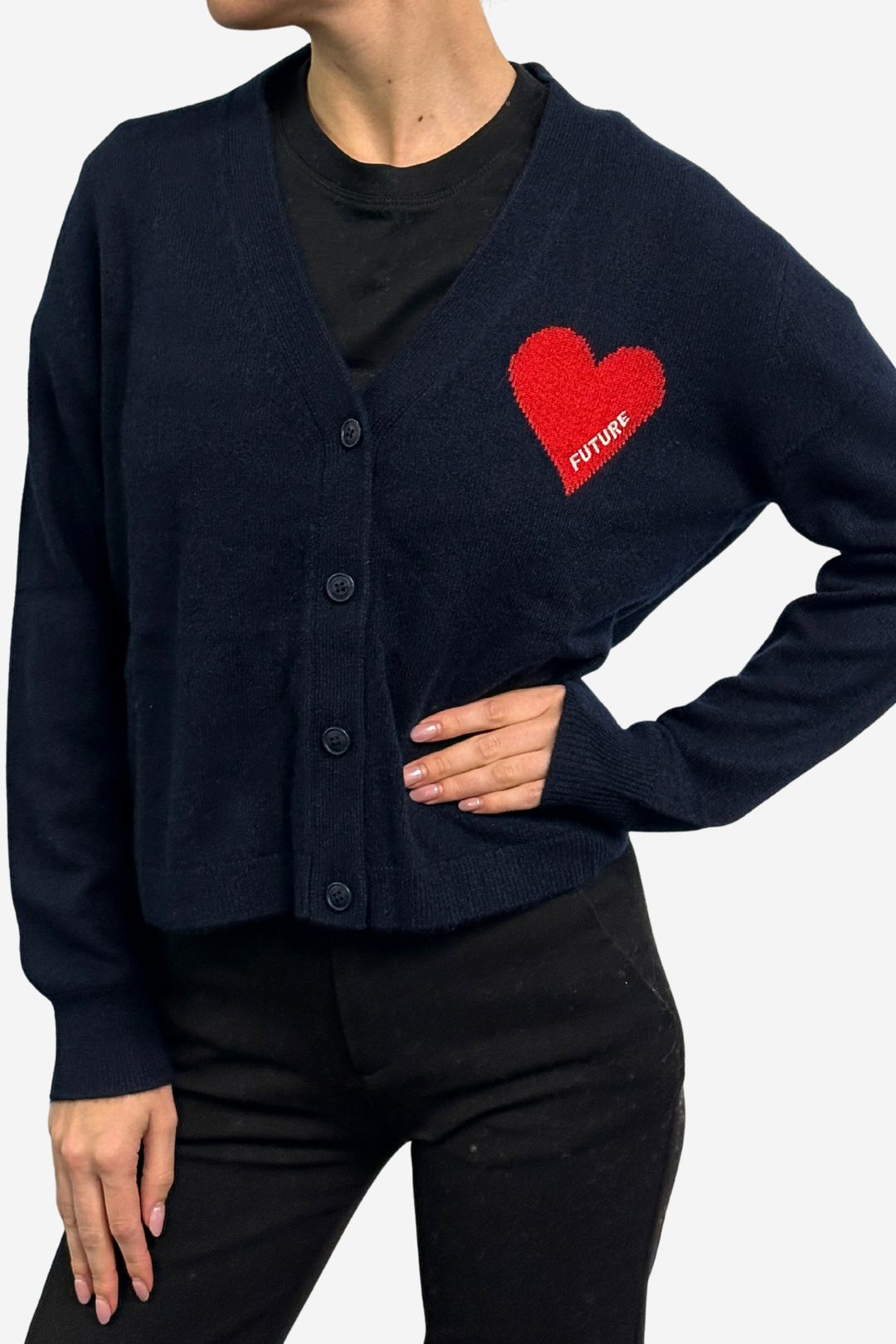 Heart Cardigan Navy