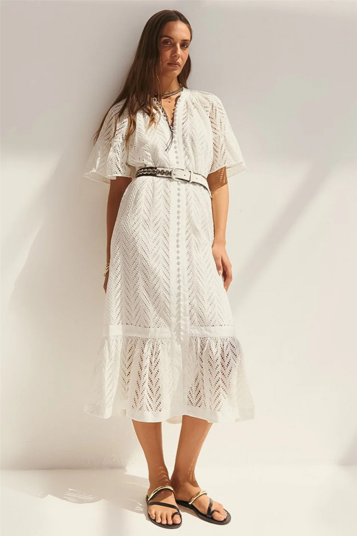 Solstice Midi Dress Crispy White