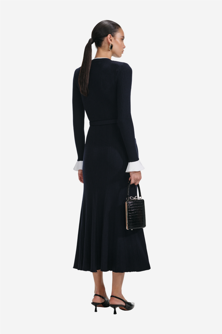 Viscose Knit Midi Dress Navy