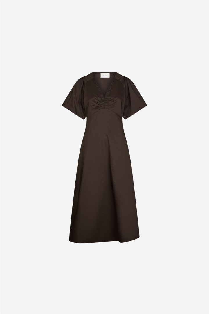 Illana Poplin Dress Chocolate Brown