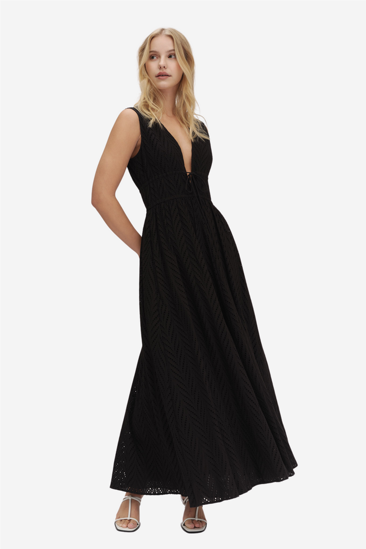 Kathy Herringbone Dress Black