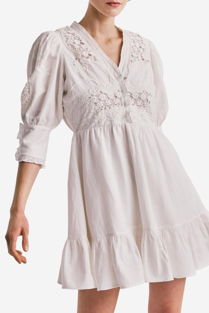 Linen Mini Dress Off White